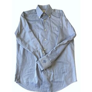 Peter Millar men dress shirt Oxford button Here's to Beer cotton embroidered Med